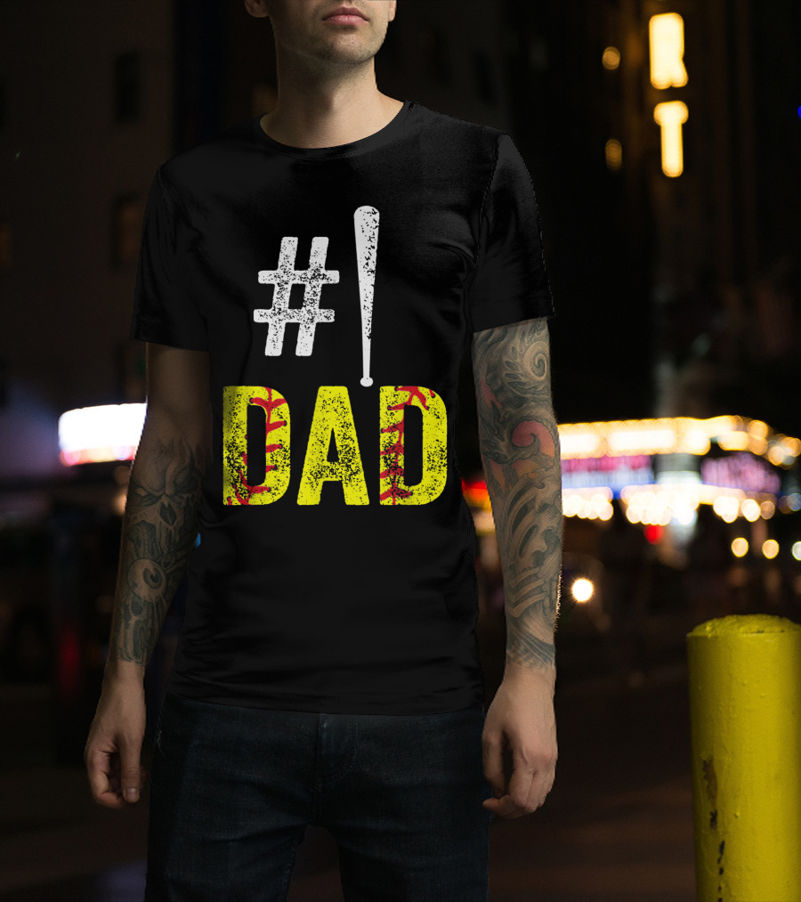 1 Dad Baseball Softball Funny Daddy T-Shirt