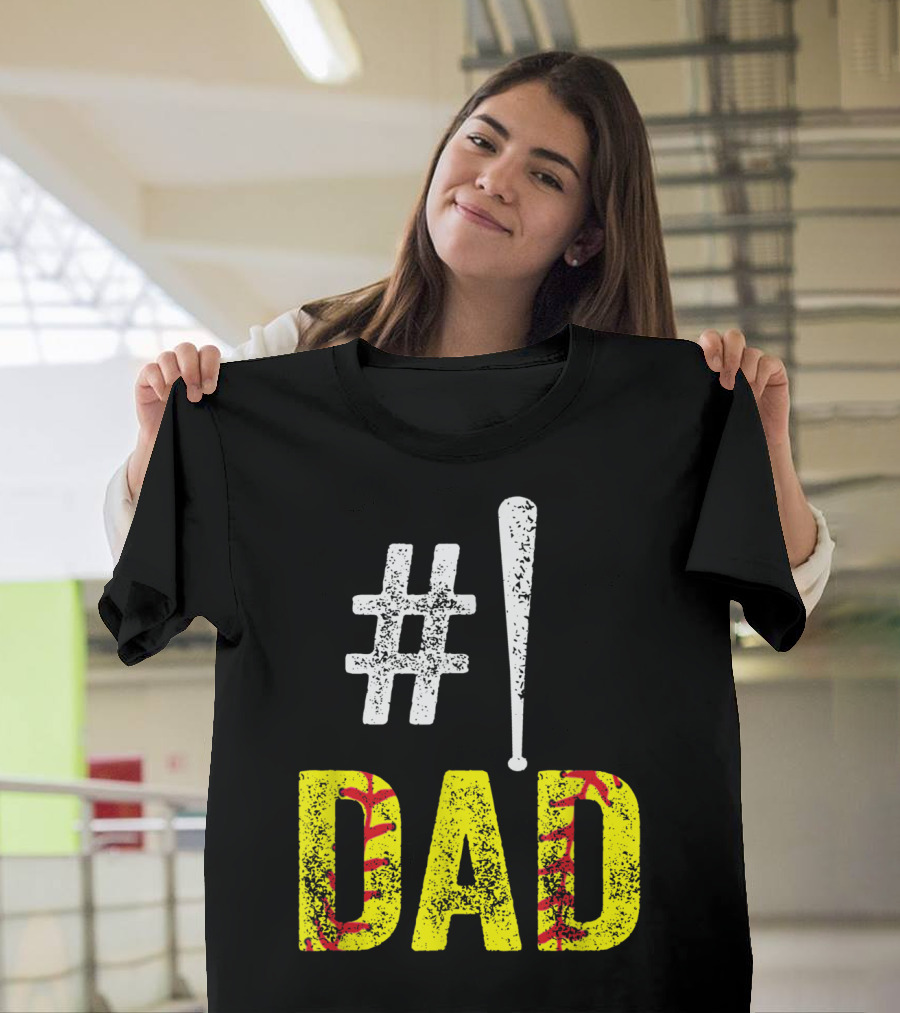 1 Dad Baseball Softball Funny Daddy T-Shirt