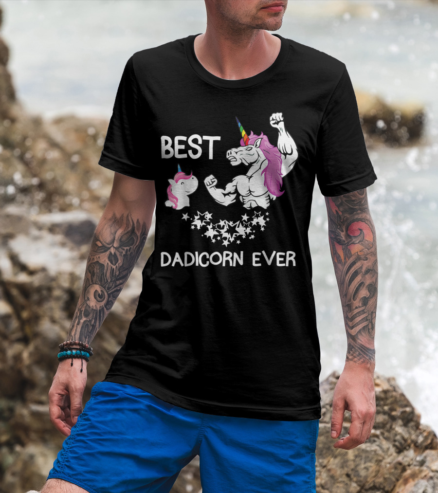 Best Dadicorn Ever Unicorn Dad Baby Father's Mens T-Shirt