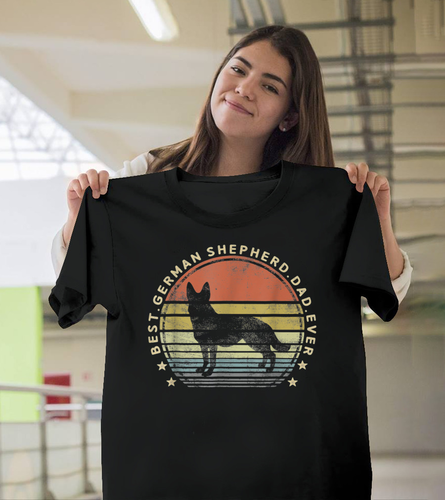 Mens Best German Shepherd Dad Ever Retro T-Shirt