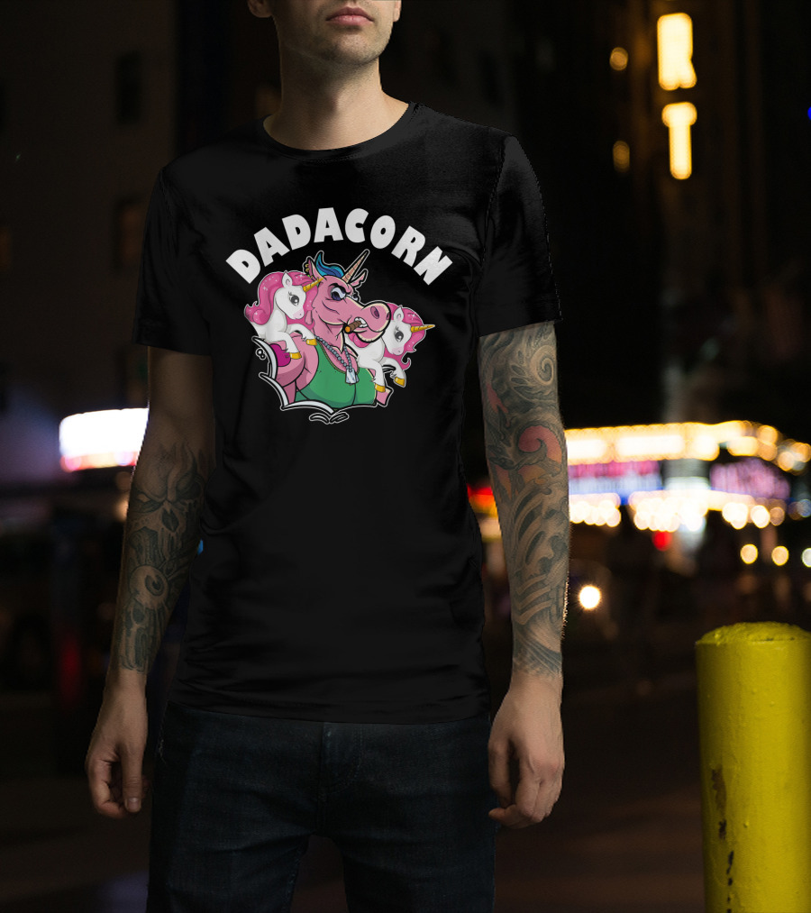 DADACORN Mens Funny Twin Dad Unicorn T-Shirt