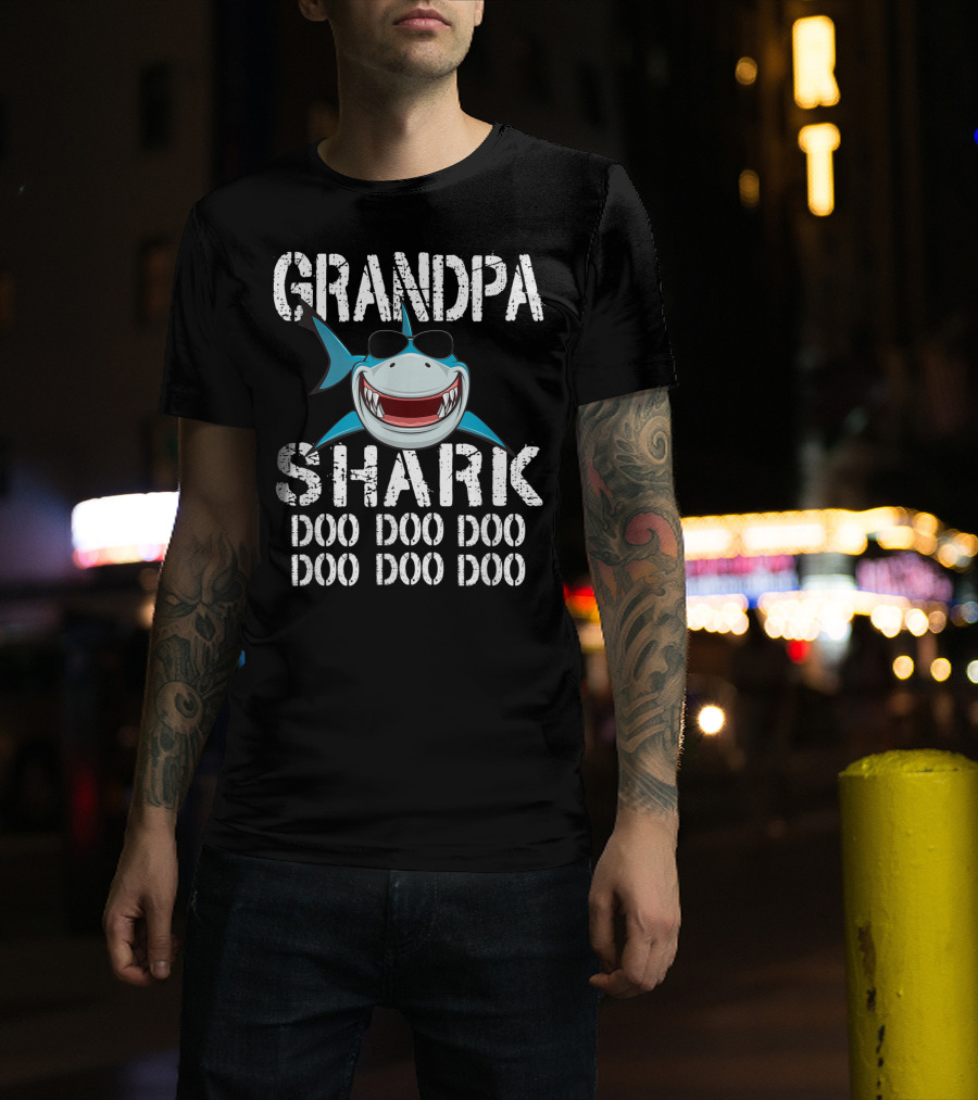 Grandpa Shark Doo Doo Doo Sunglasses Smile Family T-Shirt