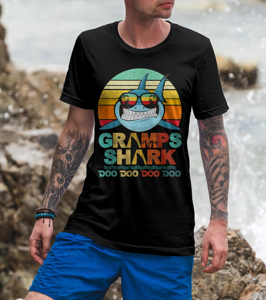 Gramps Shark Doo Doo Doo Doo Mens Vintage Funny T-Shirt