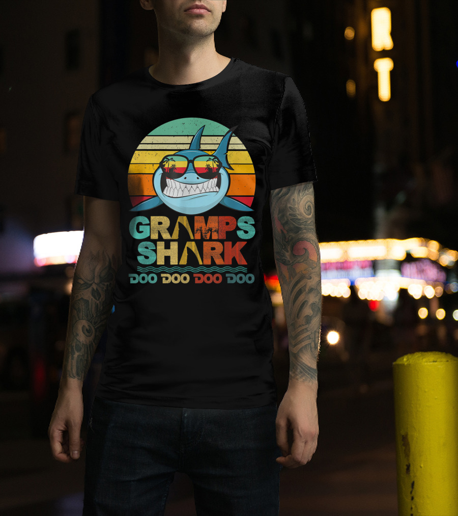 Gramps Shark Doo Doo Doo Doo Mens Vintage Funny T-Shirt