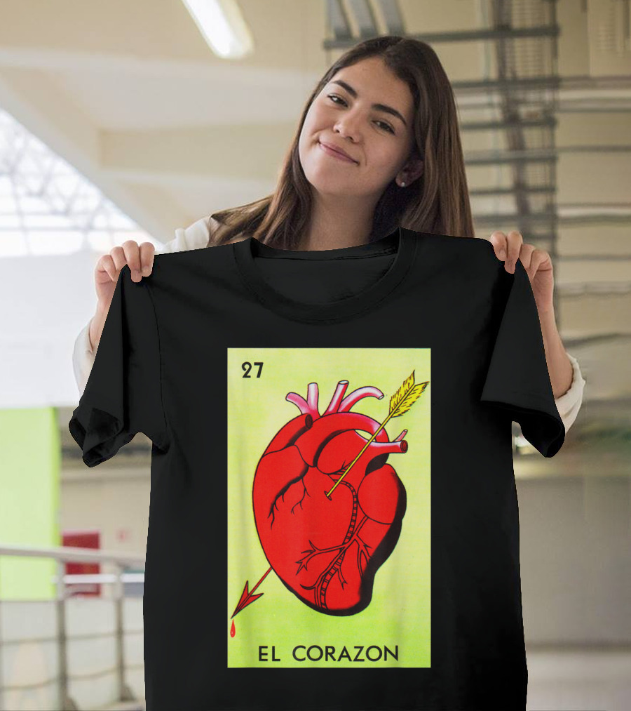 Mexican Loteria Card 27 El Corazon Heart With Arrow T-Shirt
