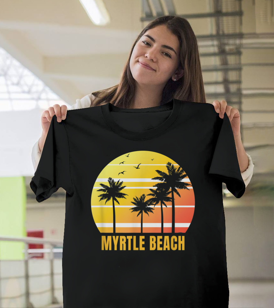 Myrtle Beach South Carolina Palm Trees Sunset Vacation Souvenir T-Shirt