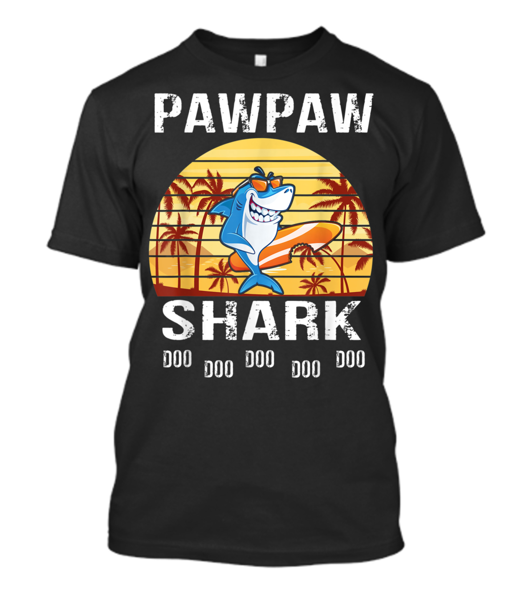 Pawpaw Shark Doo Doo Doo Doo Doo Doo Tropical Sunset T-Shirt