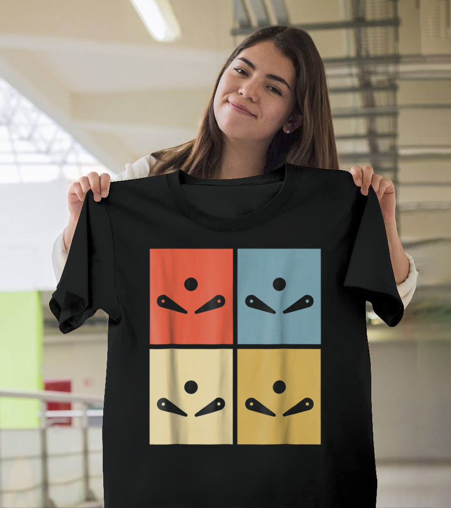 Pinball Colorful Flipper Pop Art Blocks T-Shirt