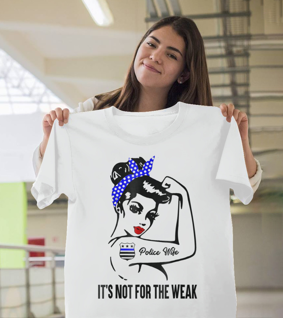 Police Wife Strength Blue Polka Dot Bandana Icon Tattoo T-Shirt