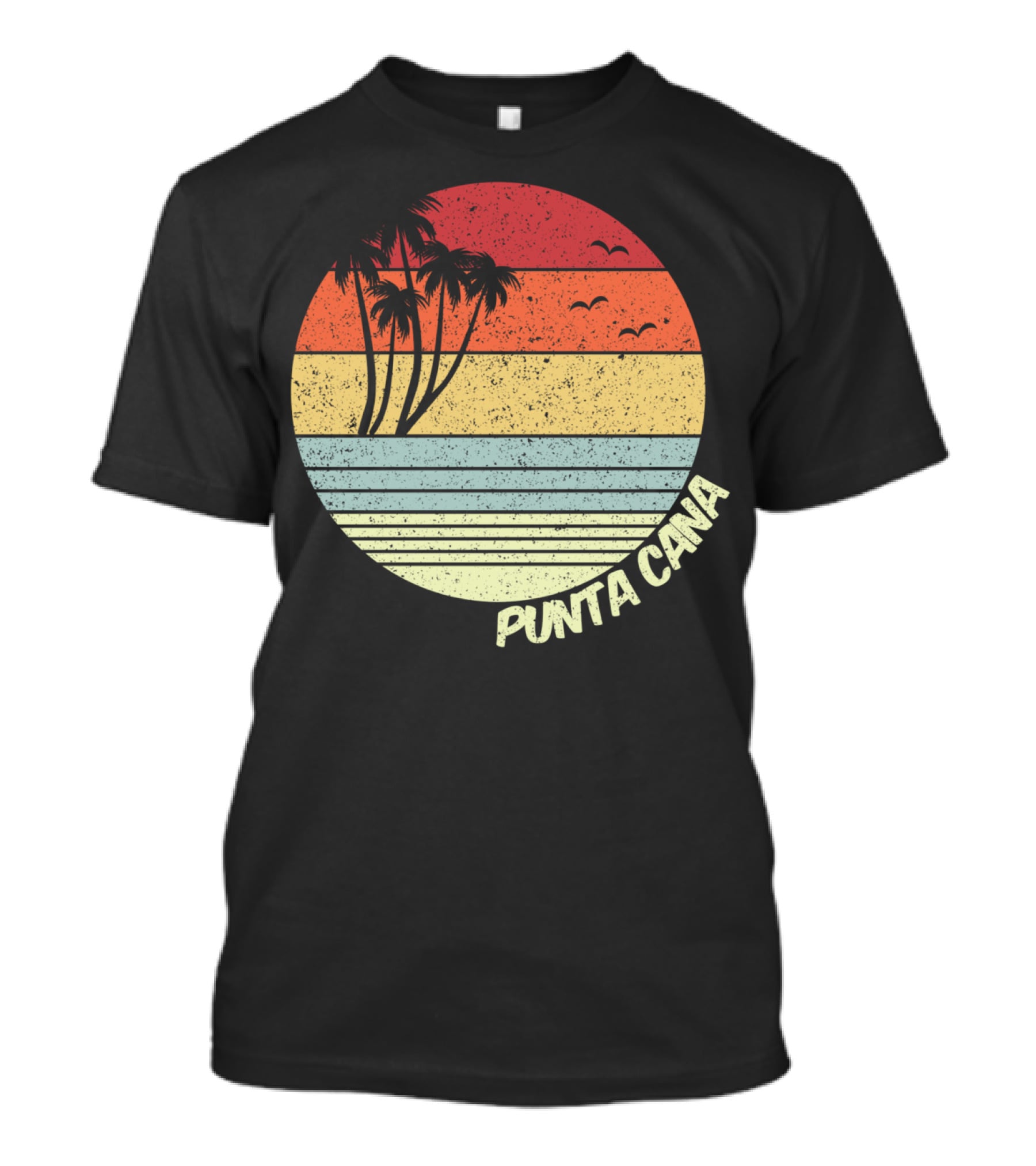 Punta Cana Retro Sunset Palm Trees Beach Vacation Dominican Republic T-Shirt