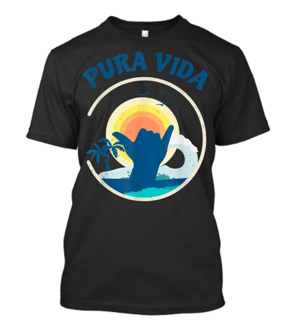 Pura Vida Costa Rica Surfing Vacation Sunset Beach Scene T-Shirt