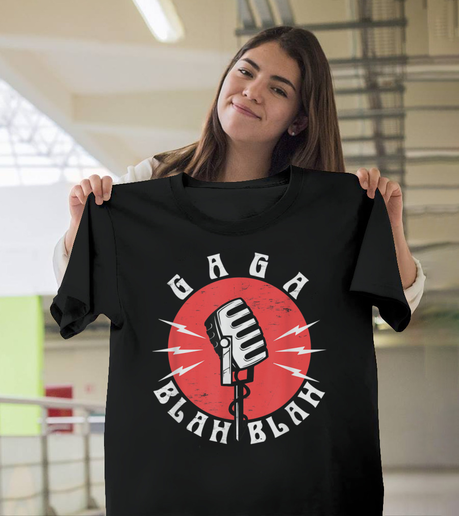 GAGA BLAH BLAH Vintage Microphone Red Circle T-Shirt