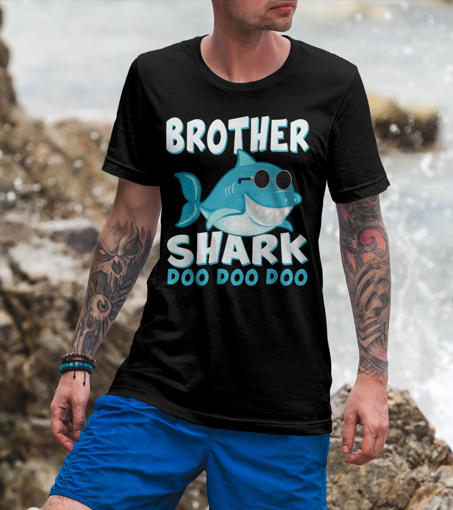 Brother Shark Doo Doo Doo Retro Vintage Father's Day T-Shirt