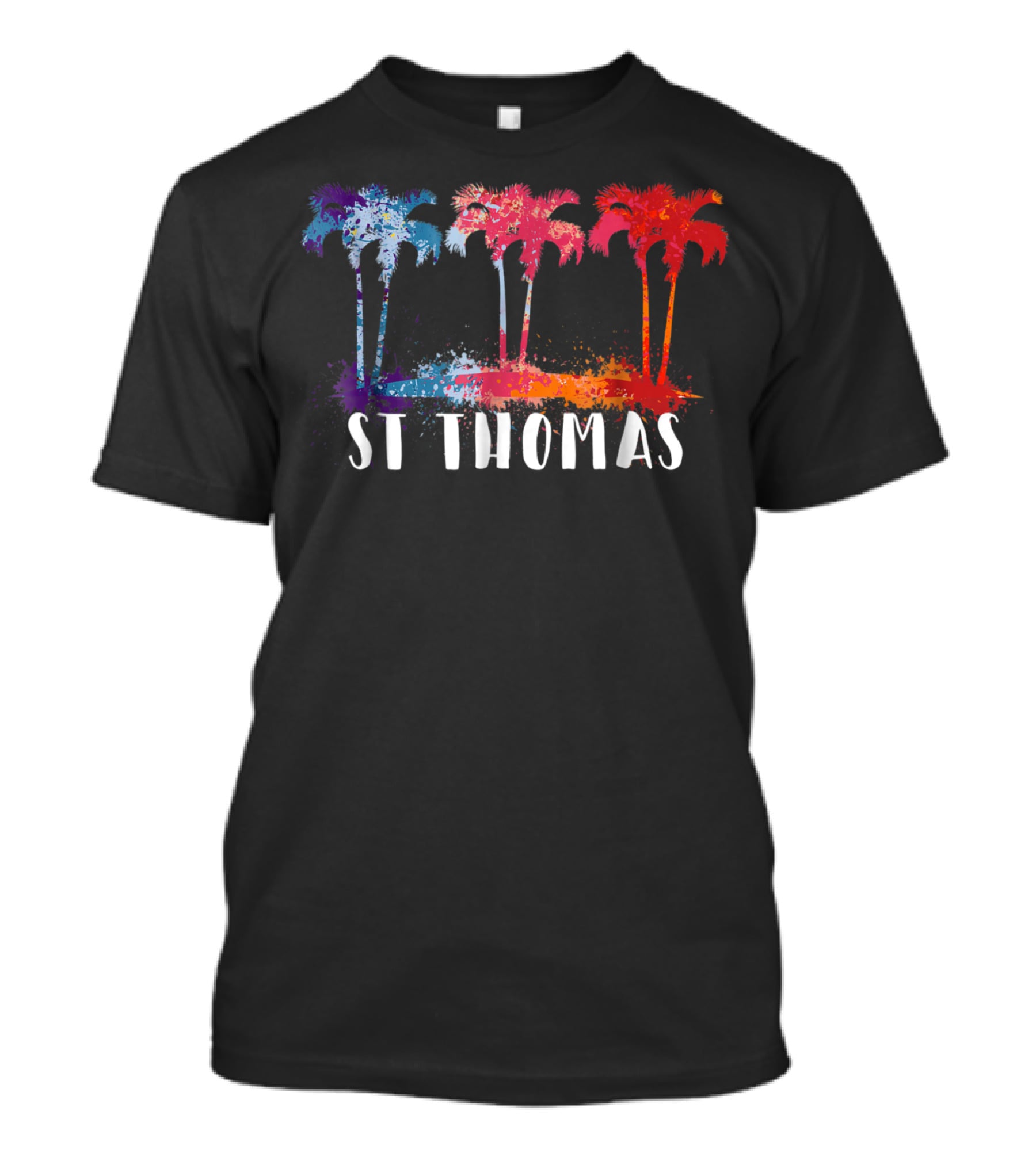 St Thomas Virgin Islands Tropical Palm Trees Paint T-Shirt