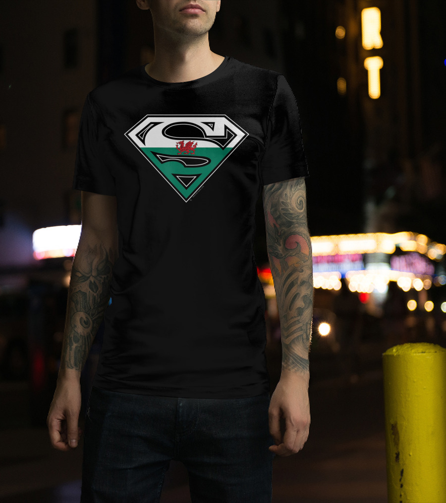 Superman S Logo With Welsh Flag Dragon T-Shirt