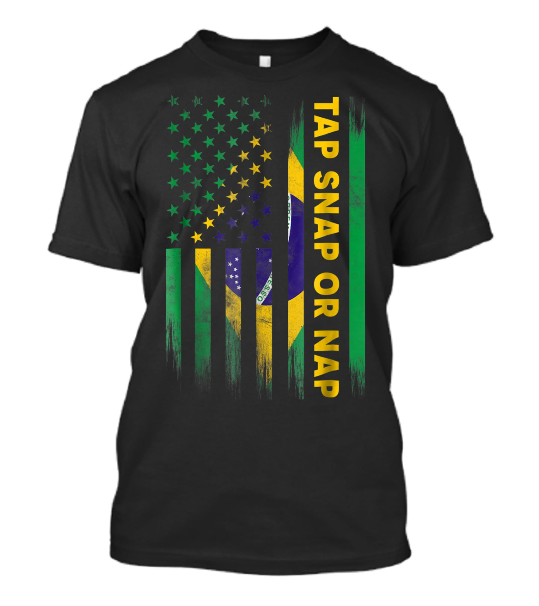Tap Snap Or Nap Jiu Jitsu BJJ Brazil US Flag T-Shirt