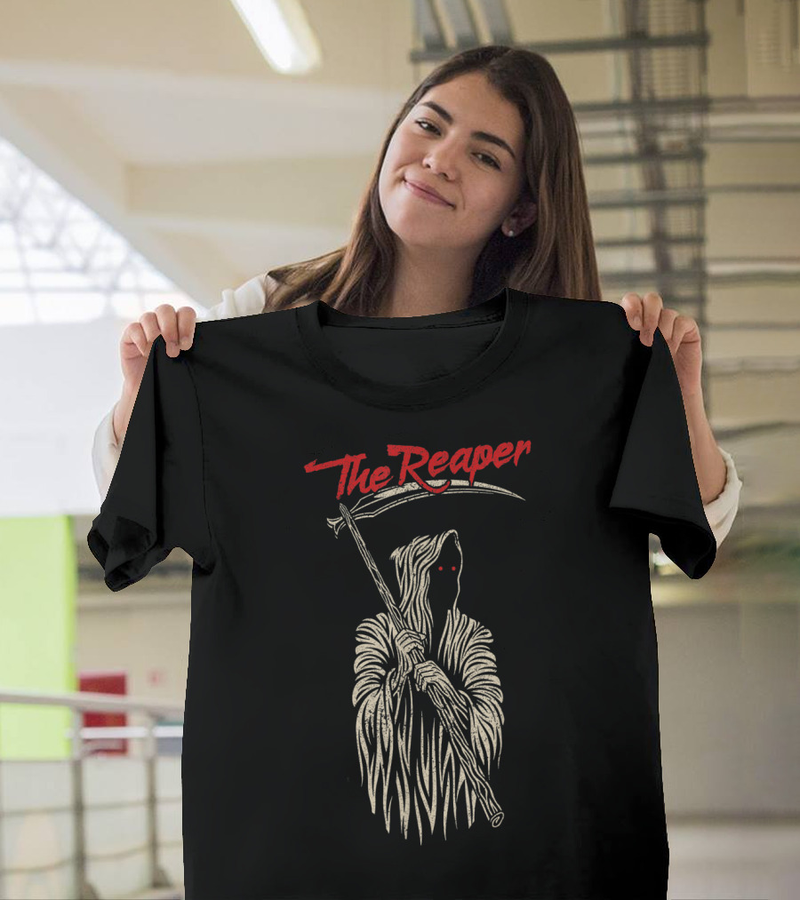 The Reaper Cloaked Scythe Bearer With Red Eyes T-Shirt