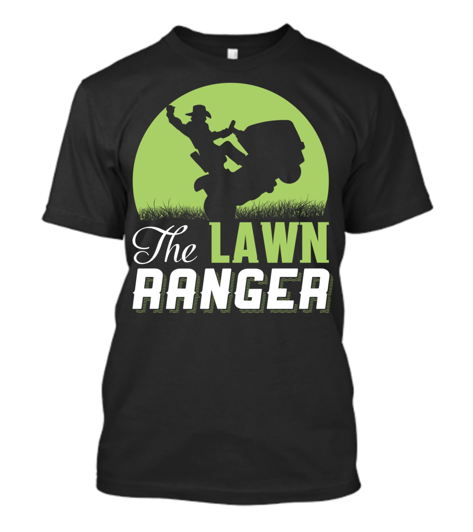 The Lawn Ranger Funny Mowing Cowboy On Ride-On Lawnmower T-Shirt