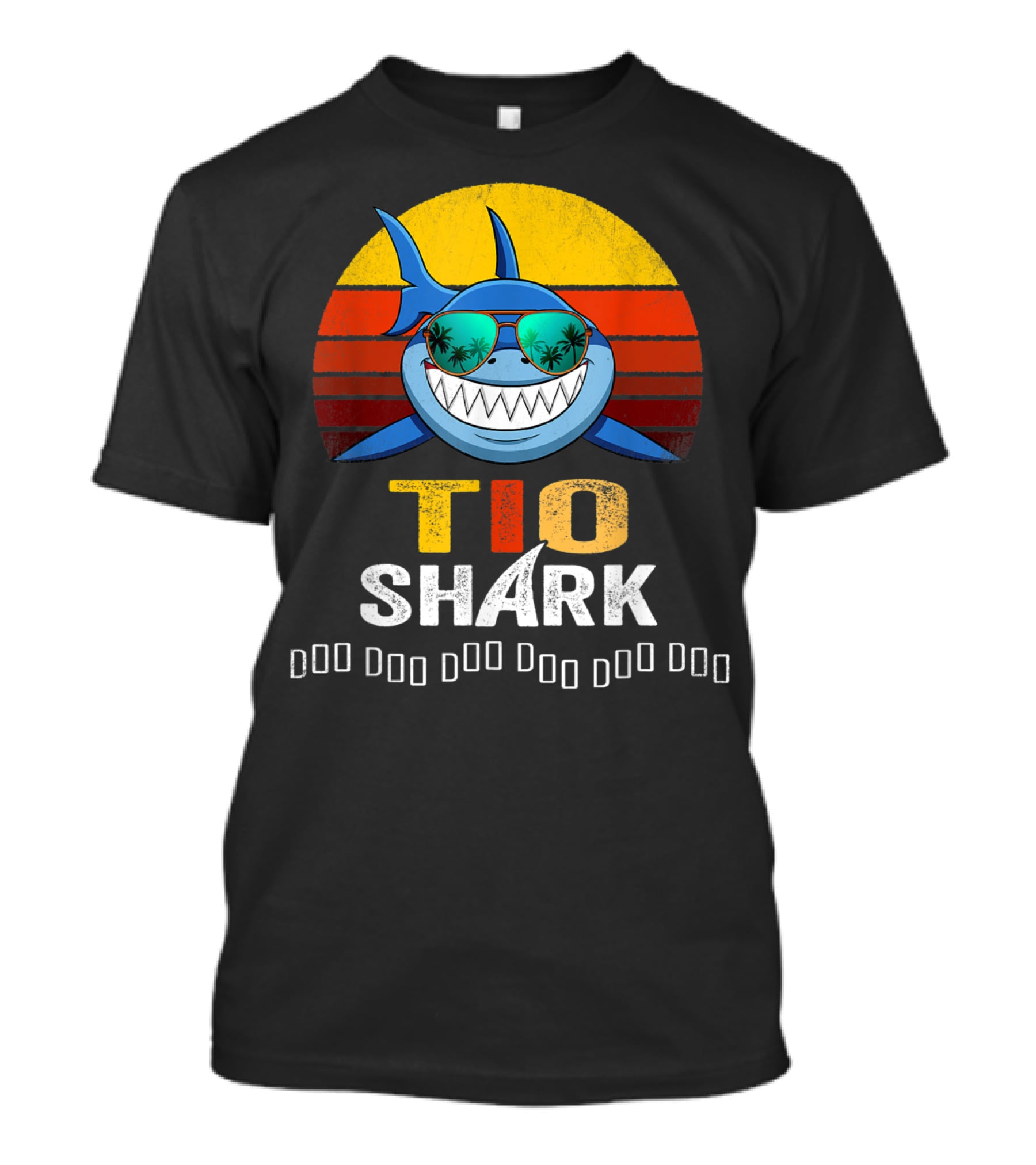 Tio Shark Retro Style Cool Sunglasses And Palm Trees T-Shirt
