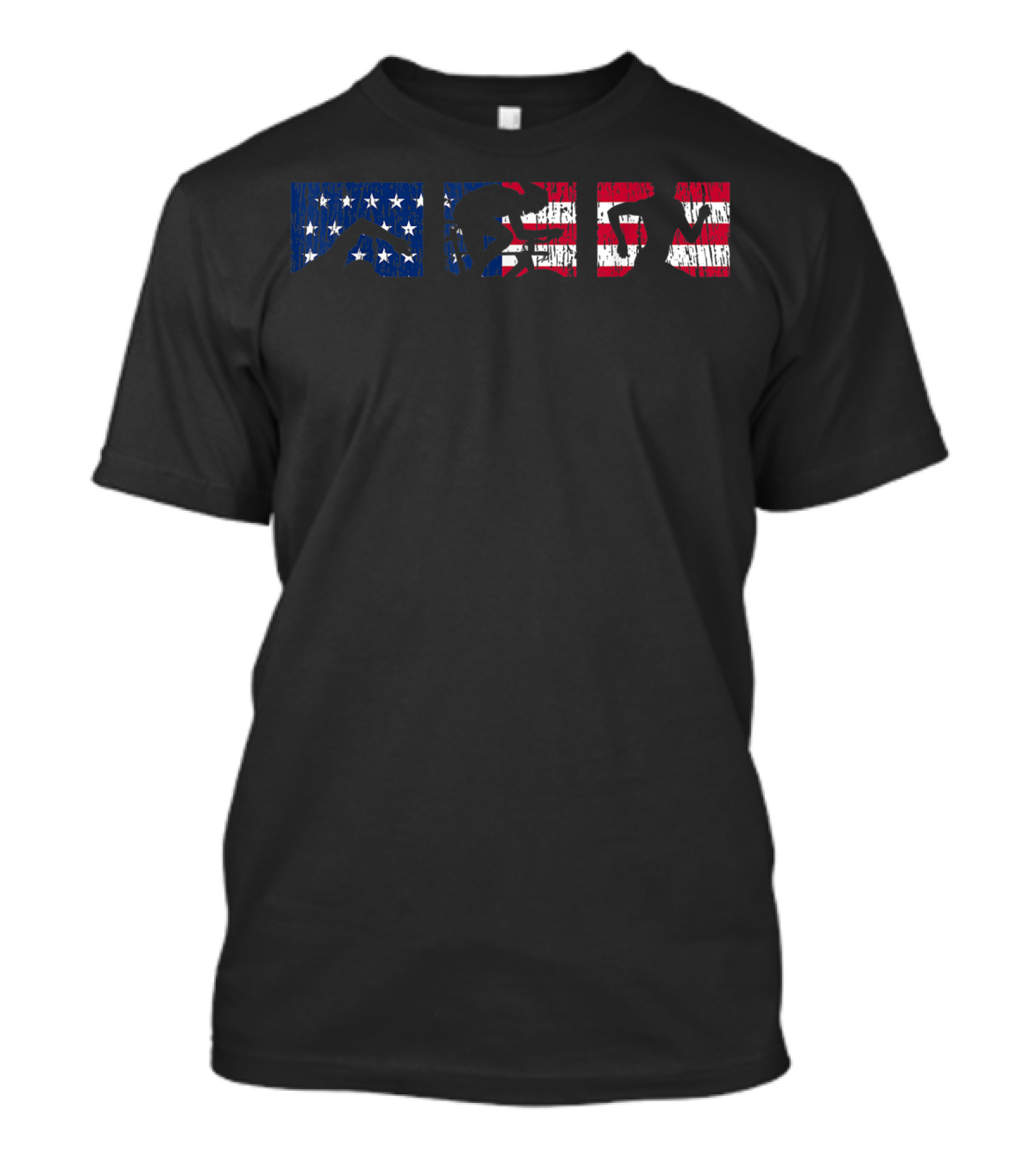 Triathlon Triathlete Run Bike American Flag T-Shirt