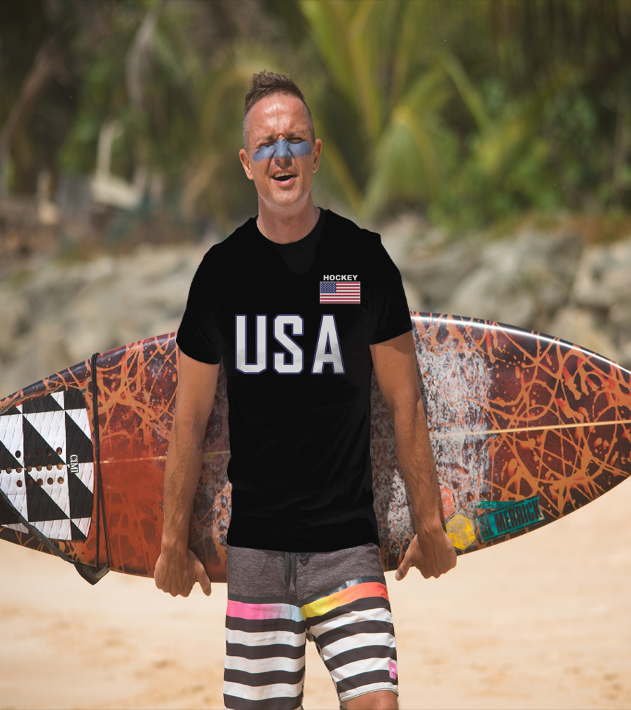 USA Flag Hockey Pocket Equipment Jacket T-Shirt