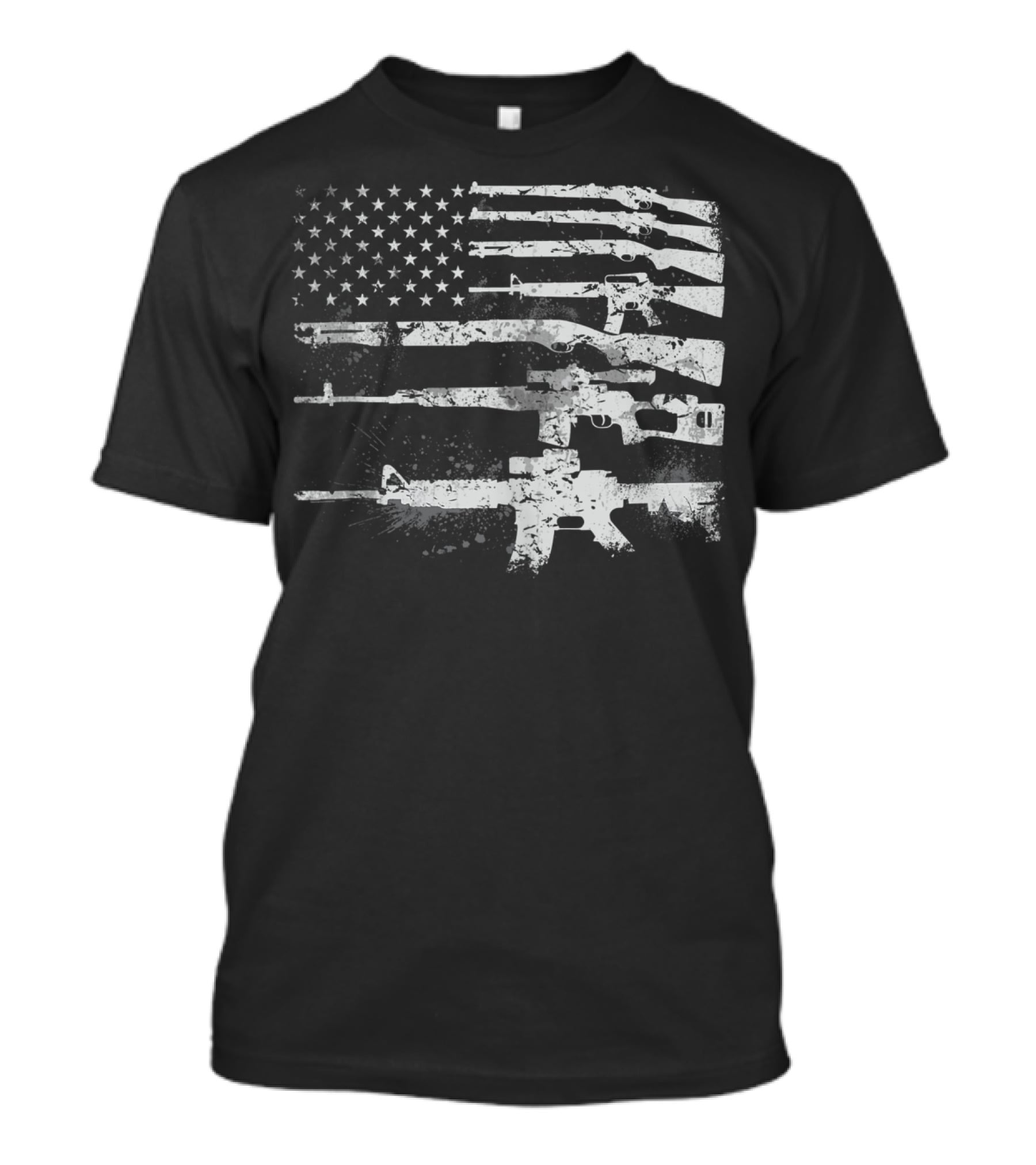 USA Flag Made Of Rifles Guns Weapons Military 2A Stripes T-Shirt