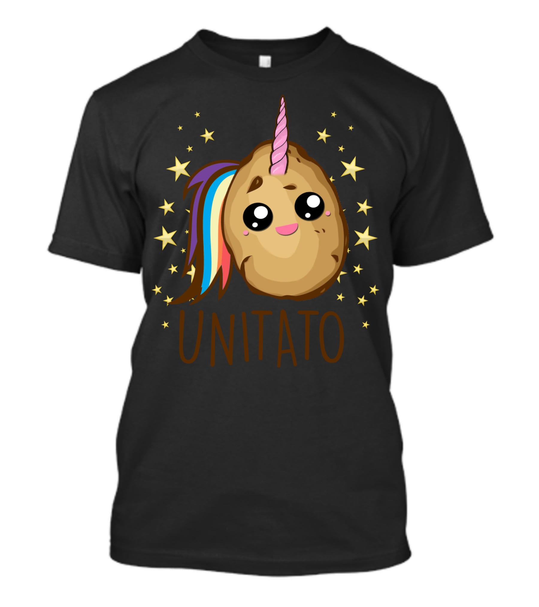 Funny Potato Unicorn UNITATO Cute Starry Rainbow Horn T-Shirt