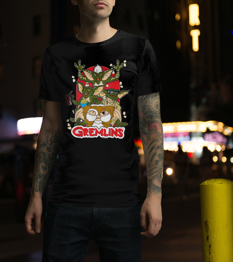 Gremlins Eating Popcorn Movie Snack Fun T-Shirt