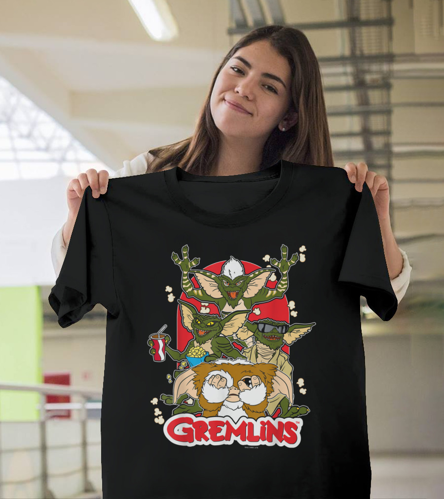 Gremlins Eating Popcorn Movie Snack Fun T-Shirt