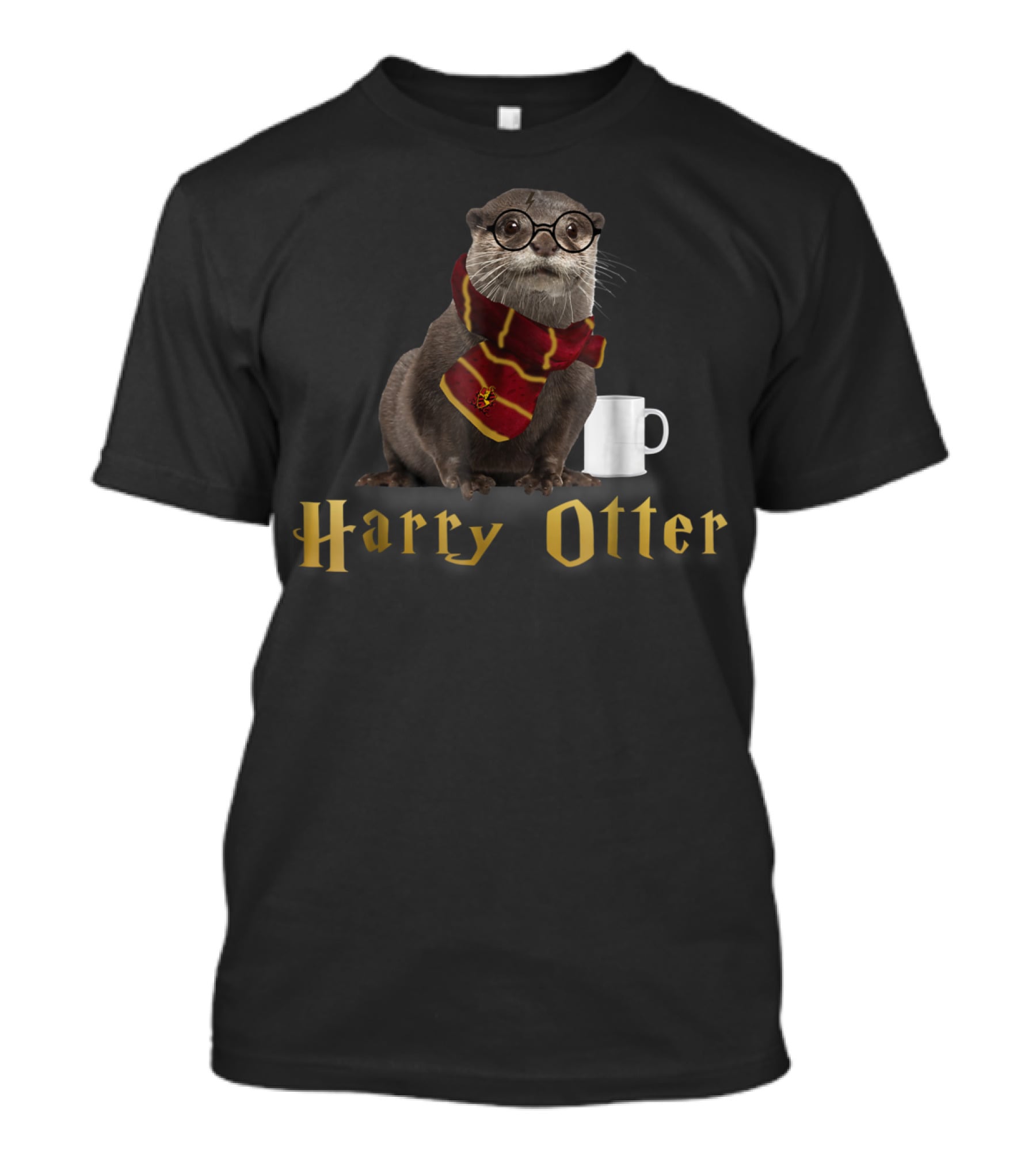 Harry Otter Magic Mug In Gryffindor Scarf T-Shirt