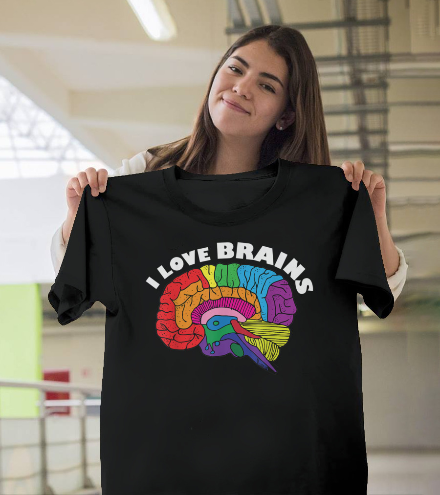 I Love Brains Neuroscience Neurologist Brain Lover Rainbow T-Shirt