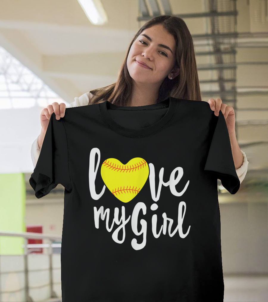 Love My Girl Softball Heart T-Shirt