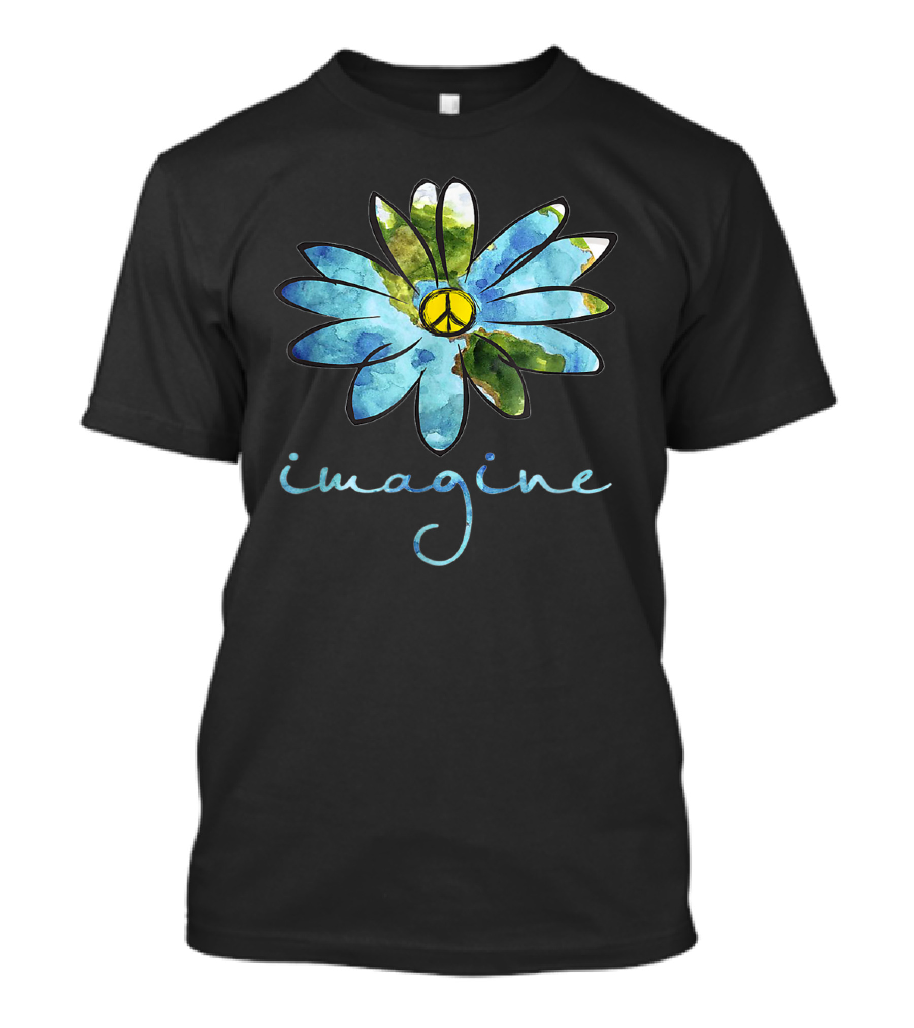 Imagine Hippie Peace Sign Flower T-Shirt