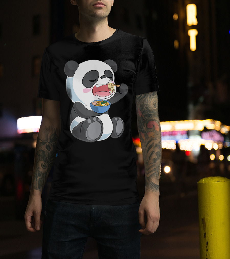 Ramen Eating Panda Bear With Japanese Noodles T-Shirt