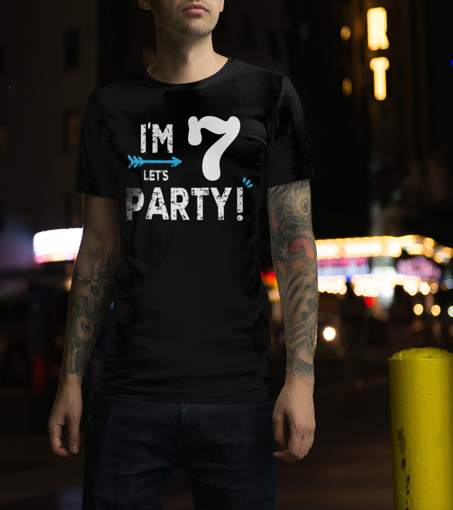 I'm 7 Let's Party Kids Birthday Boy 7th Birt T-Shirt