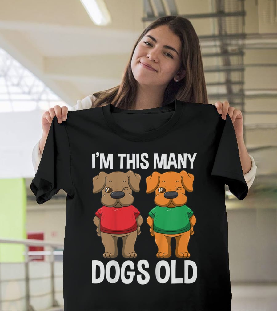 I'm This Many Dogs Old Cute Kids 2 Yr Boy Girl Birthday T-Shirt