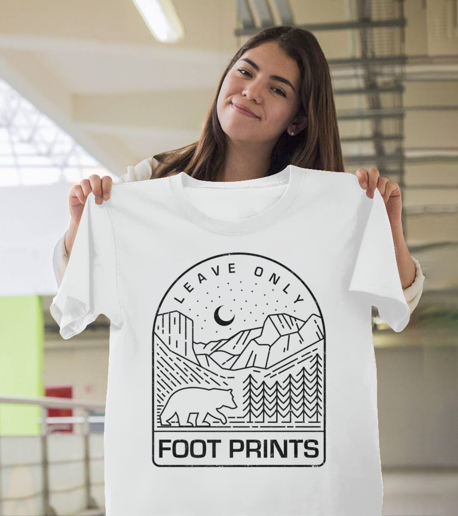 Leave Only Foot Prints Bear Mountain Night Sky Nature T-Shirt