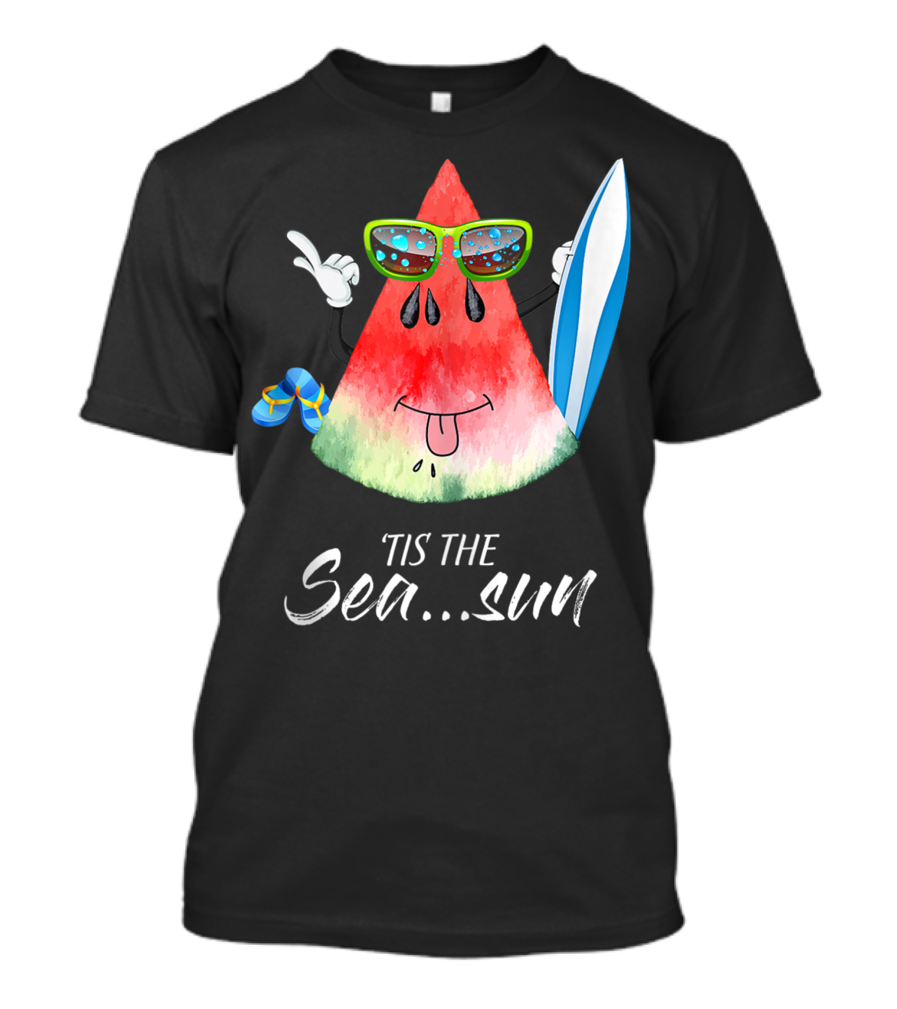 Tis The Sea Sun Melon Christmas Tree Summer Fun T-Shirt