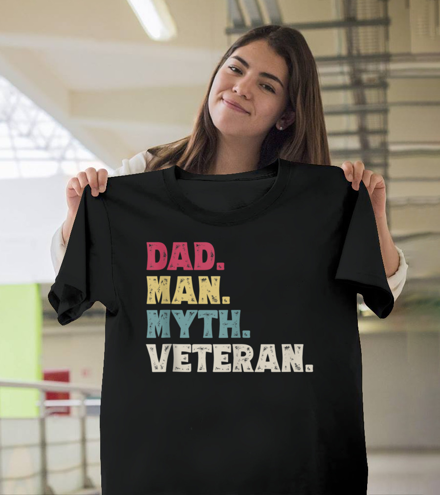 Dad Man Myth Veteran Father's Day Vinta T-Shirt