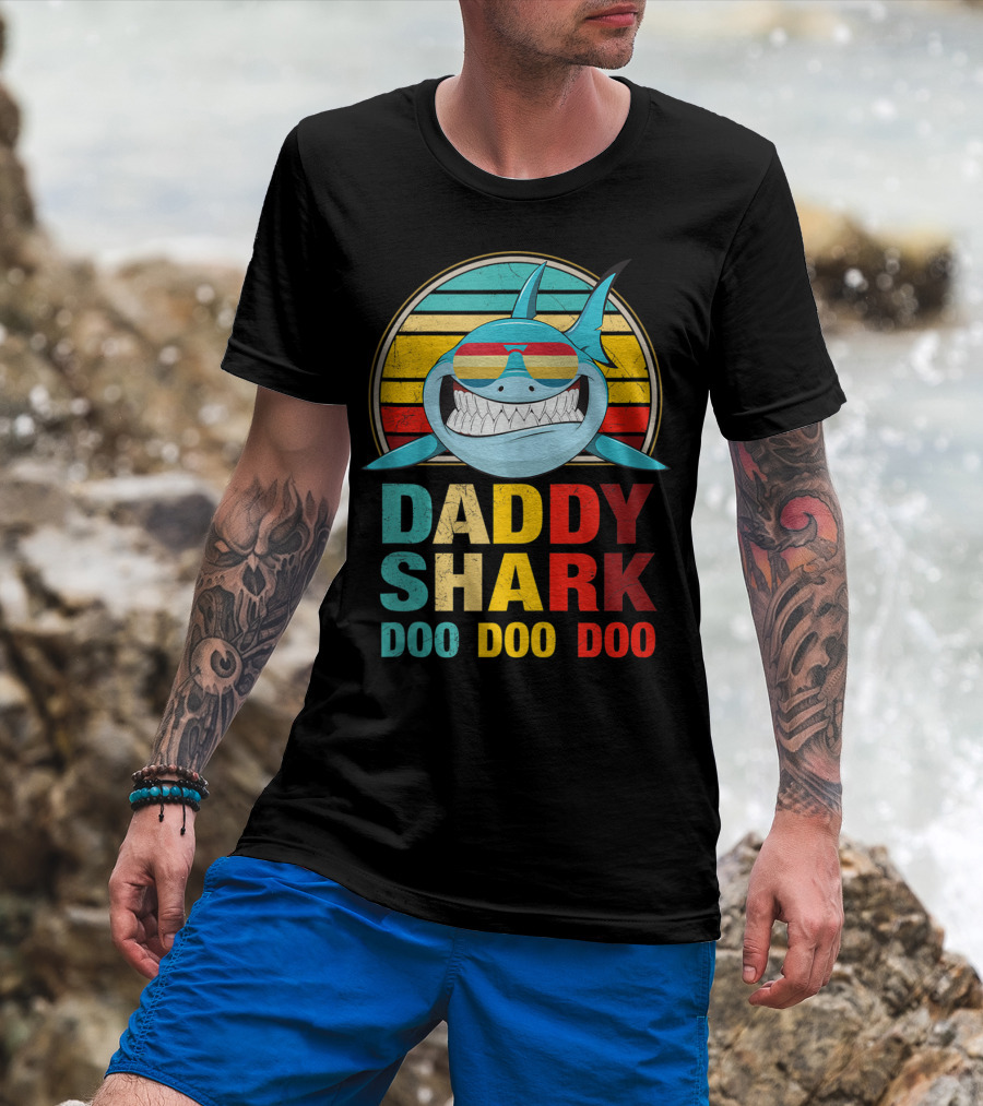 Daddy Shark Doo Doo Doo Mens Vintage T-Shirt