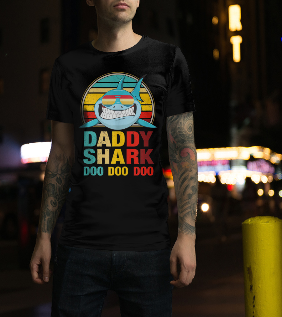 Daddy Shark Doo Doo Doo Mens Vintage T-Shirt