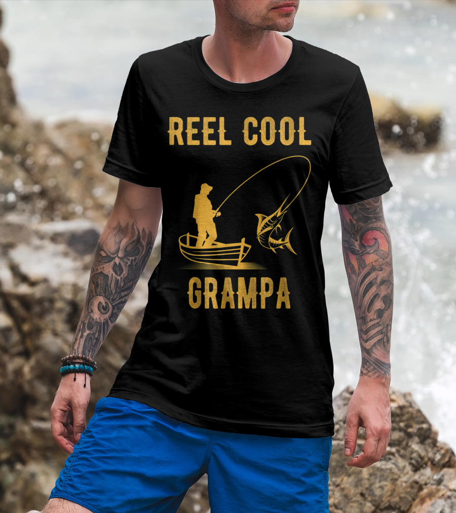 Reel Cool Grampa Fishing Boat And Catching Fish T-Shirt