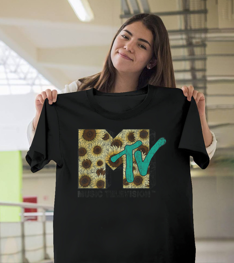 MTV Music Television Distressed Vintage Sunflower T-Shirt