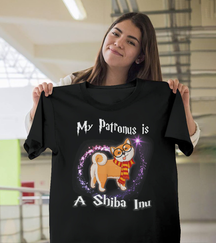 My Patronus Is A Shiba Inu Dog Lovers Magic Circle Scarf Glasses T-Shirt