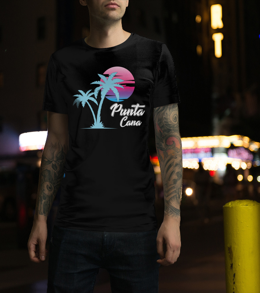 Punta Cana Cool Dainty Beach Lovers Sunset Palm Trees T-Shirt