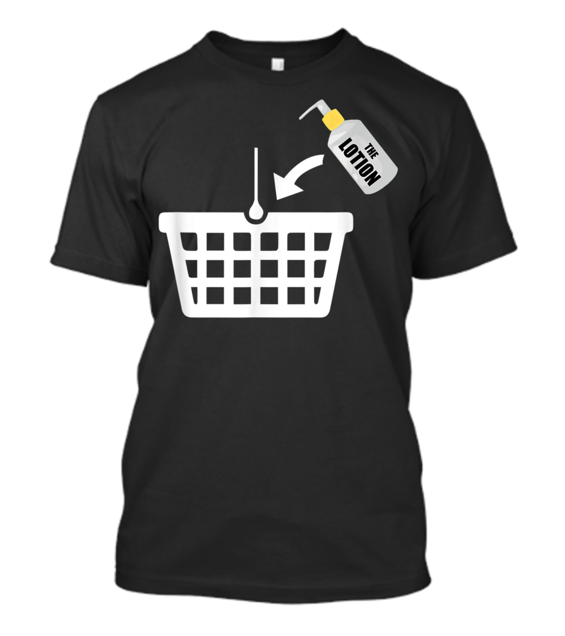 Put The Lotion In The Basket Icon With Pump Bottle And Arrow T-Shirt