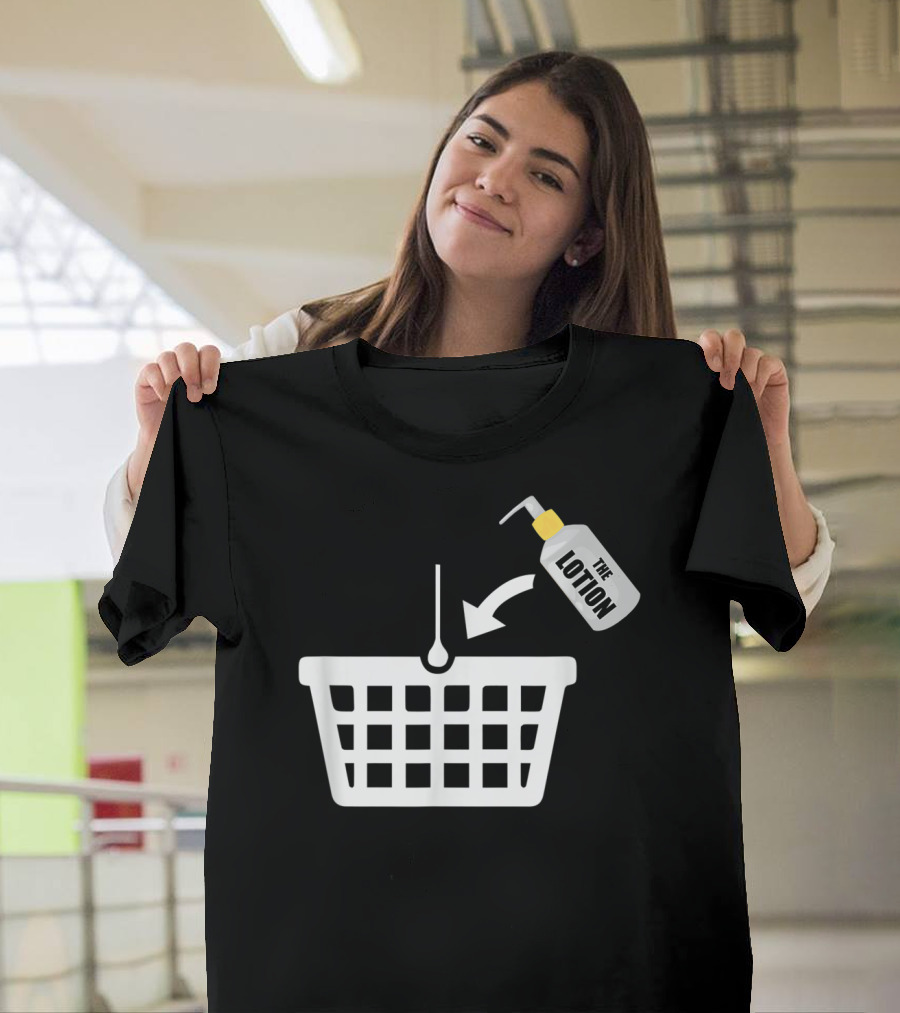 Put The Lotion In The Basket Icon With Pump Bottle And Arrow T-Shirt