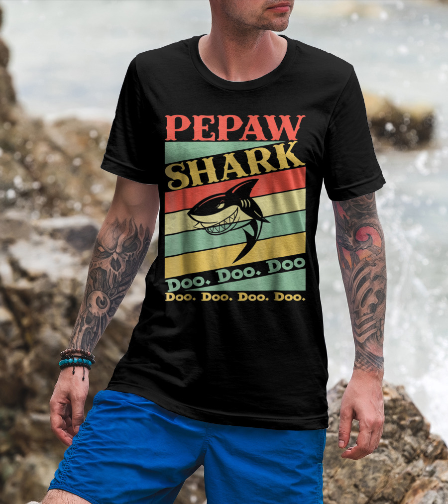 PEPAW SHARK Doo Doo Doo Retro Vintage T-Shirt