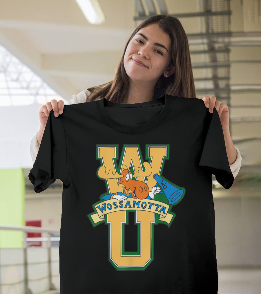 Rocky And Bullwinkle Wossamotta U WU Moose Megaphone T-Shirt