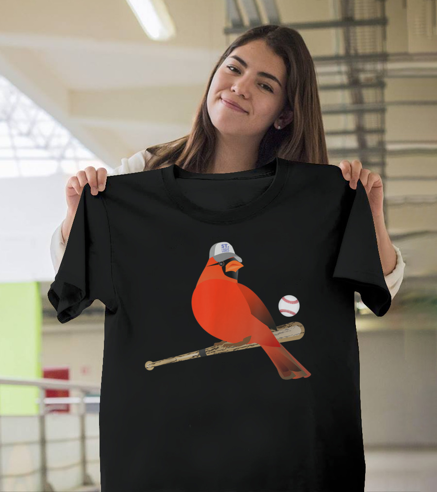 Saint Louis Red Cardinal Baseball Bat And Cap T-Shirt